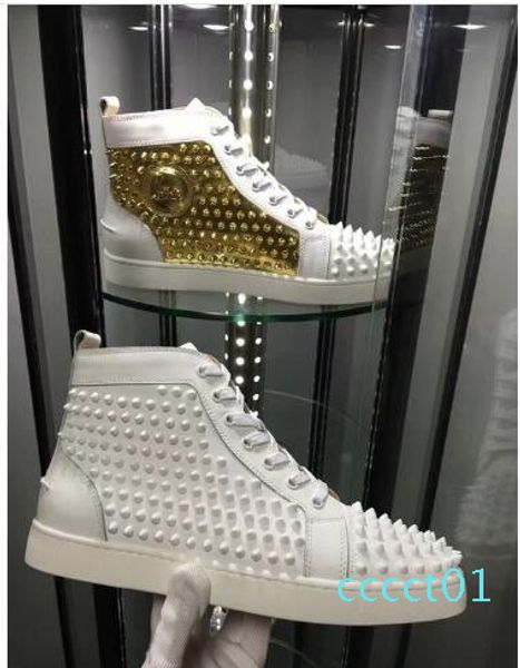 original red bottom luxury designers spikes sneakers shoes men high louisflats outdoor casual -- brand comfortable casual ct1, Black